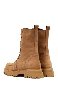 بوت نبوک زنانه قهوه‌ای زیپ‌دار زیره ضخیم دری‌مد