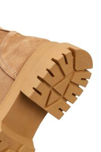 بوت نبوک زنانه قهوه‌ای زیپ‌دار زیره ضخیم دری‌مد