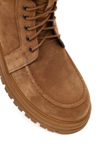 بوت نبوک زنانه قهوه‌ای زیپ‌دار زیره ضخیم دری‌مد