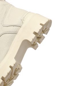 بوت پستال زنانه چرمی بژ بند دار زیپ دار کفی ضخیم دری مد