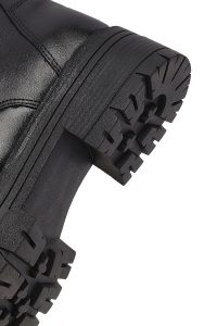 بوت پستال زنانه چرمی مشکی زیپ دار کفی ضخیم دری مد