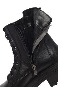 بوت پستال زنانه چرمی مشکی زیپ دار کفی ضخیم دری مد