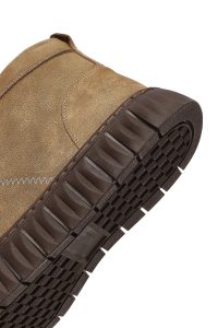 بوت چرم نبوک مردانه بژ بندی و زیپ‌دار ساق‌دار دری‌مد