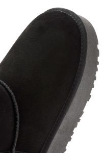 بوت چرمی جیر با کفی ضخیم خز مشکی زنانه دری مد