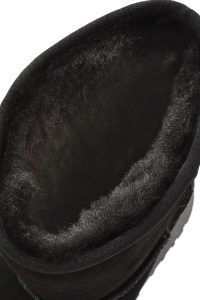 بوت چرمی جیر با کفی ضخیم خز مشکی زنانه دری مد