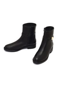 بوت چرمی زنانه مشکی زیپ‌دار دری مد