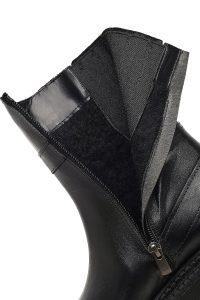 بوت چرمی زنانه مشکی زیپ‌دار زیره ضخیم دری مد