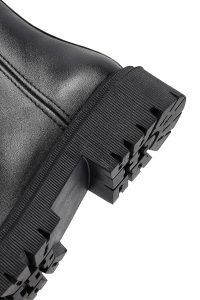 بوت چرمی زنانه مشکی زیپ‌دار زیره ضخیم دری‌مد