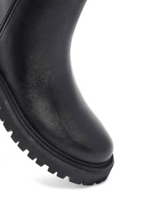 بوت چرمی زنانه مشکی زیپ‌دار زیره ضخیم دری‌مد