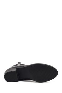 بوت چرمی زنانه مشکی زیپ‌دار پاشنه ضخیم دری مد