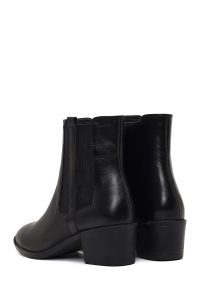 بوت چرمی زنانه مشکی زیپ‌دار پاشنه ضخیم دری مد