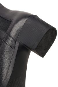 بوت چرمی زنانه مشکی زیپ‌دار پاشنه ضخیم دری مد