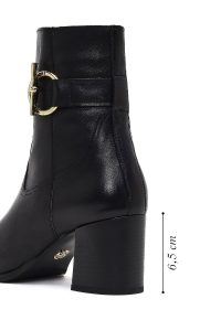 بوت چرمی زنانه مشکی زیپ‌دار پاشنه ضخیم دری مد