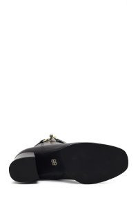 بوت چرمی زنانه مشکی زیپ‌دار پاشنه ضخیم دری مد