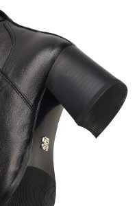 بوت چرمی زنانه مشکی زیپ‌دار پاشنه ضخیم دری مد