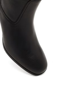 بوت چرمی زنانه مشکی زیپ‌دار پاشنه ضخیم دری مد