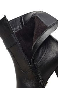 بوت چرمی زنانه مشکی زیپ‌دار پاشنه ضخیم دری مد
