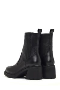 بوت چرمی زنانه مشکی زیپ‌دار پاشنه ضخیم دری‌مد