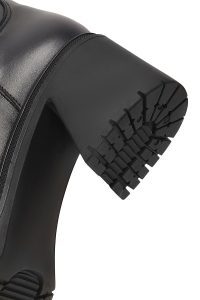 بوت چرمی زنانه مشکی زیپ‌دار پاشنه ضخیم دری‌مد