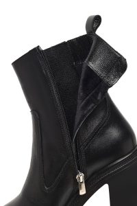 بوت چرمی زنانه مشکی زیپ‌دار پاشنه ضخیم دری‌مد