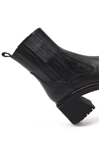 بوت چرمی زنانه مشکی زیپ‌دار پاشنه ضخیم دری‌مد