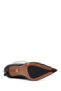 بوت چرمی زنانه مشکی زیپ‌دار پاشنه نازک دری مد