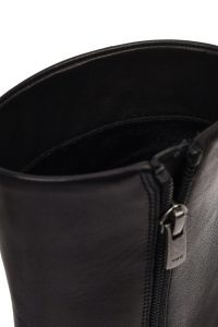 بوت چرمی زنانه مشکی زیپ‌دار پاشنه نازک دری مد