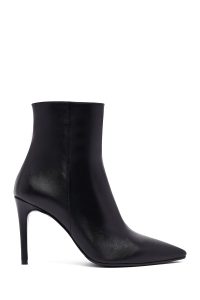 بوت چرمی زنانه مشکی زیپ‌دار پاشنه نازک بلند دری‌مد