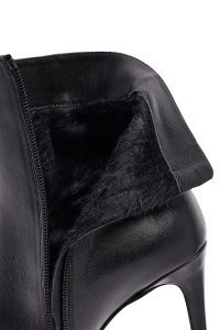 بوت چرمی زنانه مشکی زیپ‌دار پاشنه نازک بلند دری‌مد