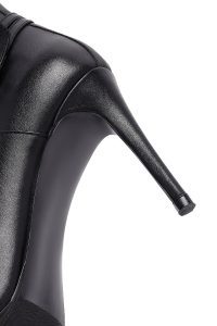 بوت چرمی زنانه مشکی زیپ‌دار پاشنه نازک دری‌مد