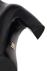 بوت چرمی زنانه مشکی پاشنه ضخیم دری‌مد