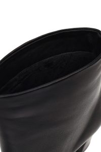 بوت چرمی زنانه مشکی پاشنه ضخیم دری‌مد