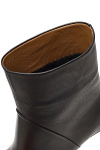 بوت چرمی زنانه مشکی پاشنه ضخیم کوتاه دری مد