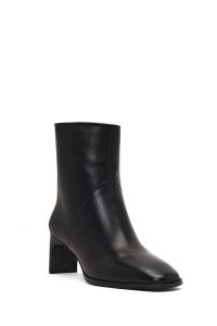 بوت چرمی زنانه مشکی پاشنه ضخیم کوتاه دری مد