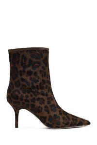 بوت چرمی زنانه پلنگی پاشنه نازک دری‌مد