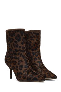 بوت چرمی زنانه پلنگی پاشنه نازک دری‌مد