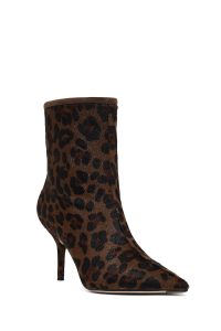 بوت چرمی زنانه پلنگی پاشنه نازک دری‌مد