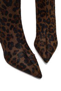 بوت چرمی زنانه پلنگی پاشنه نازک دری‌مد