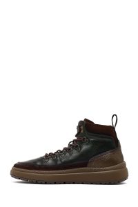 بوت چرمی مردانه سبز بندی زیره ضخیم دری‌مد