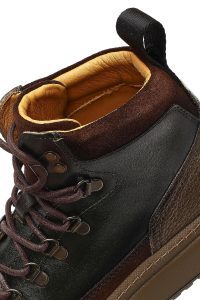 بوت چرمی مردانه سبز بندی زیره ضخیم دری‌مد