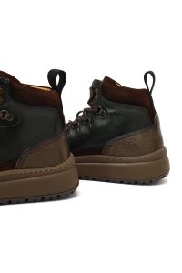 بوت چرمی مردانه سبز بندی زیره ضخیم دری‌مد