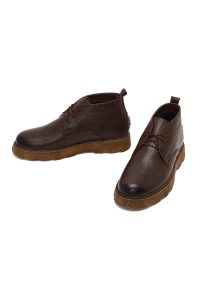 بوت چرمی مردانه قهوه‌ای بندی دری‌مد