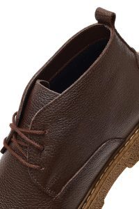 بوت چرمی مردانه قهوه‌ای بندی دری‌مد