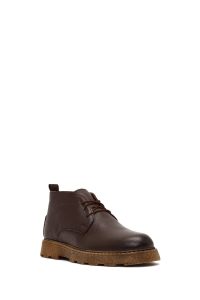 بوت چرمی مردانه قهوه‌ای بندی دری‌مد