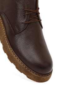 بوت چرمی مردانه قهوه‌ای بندی دری‌مد