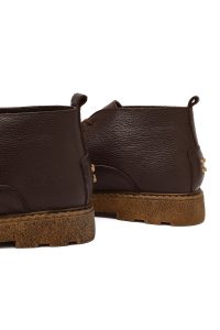 بوت چرمی مردانه قهوه‌ای بندی دری‌مد