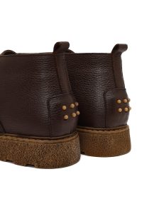 بوت چرمی مردانه قهوه‌ای بندی دری‌مد