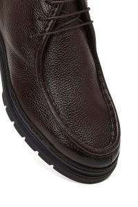 بوت چرمی مردانه قهوه‌ای بندی دری‌مد