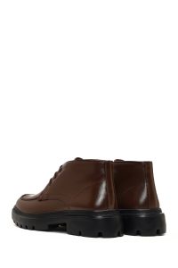 بوت چرمی مردانه قهوه‌ای بندی زیره ضخیم دری‌مد