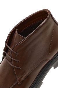 بوت چرمی مردانه قهوه‌ای بندی زیره ضخیم دری‌مد